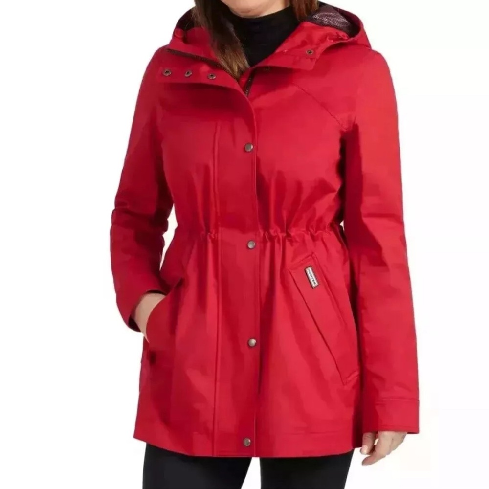 Hunter Women's Hooded Waterproof Rain Jacket - Red